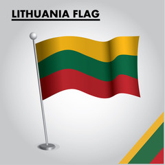 National flag of LITHUANIA on a pole