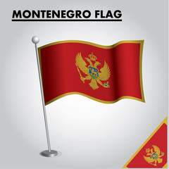 National flag of MONTENEGRO on a pole