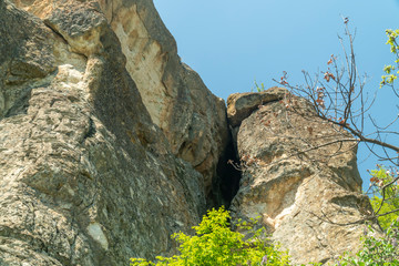 The entrance to the The womb cave also known as Utroba cave in Bulgaria