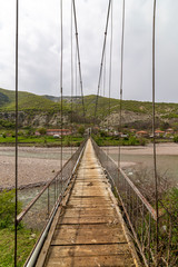 Fototapeta na wymiar Suspended bridge near Kardzhali city in Bulgaria