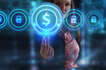 The concept of business, technology, the Internet and the network. A young entrepreneur working on a virtual screen of the future and sees the inscription: