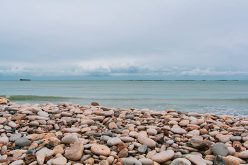stones on the beach in Normandy France