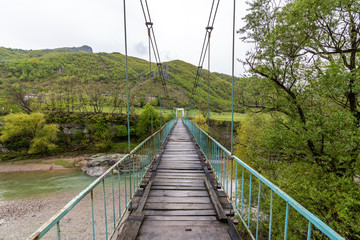 Suspended bridge near Kardzhali city in Bulgaria