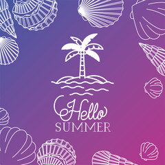 Naklejka premium Hello summer and vacation silhouette design