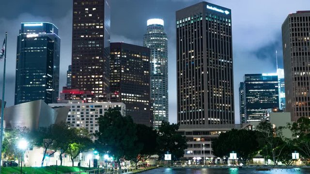 Los Angeles Downtown Clouds Moving Through Time Lapse
