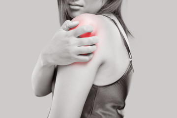 People scratch the itch with hand, Upper arm, itching, Healthcare And Medicine, Beautiful girl...