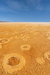 Fototapeta na wymiar Acid and salty concretions in Dallol site in the Danakil Depression in Ethiopia, Africa