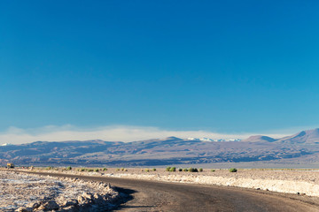 Desert road in Atacama, Chile : background with copy space for text