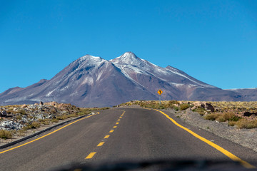 Desert road in Atacama, Chile : background with copy space for text