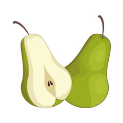 Pear fresh fruit half cut