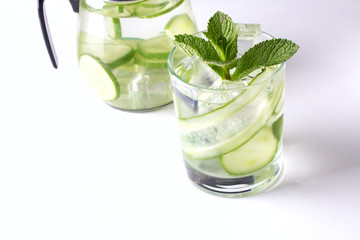 Infused cucumber water with mint. Detox water