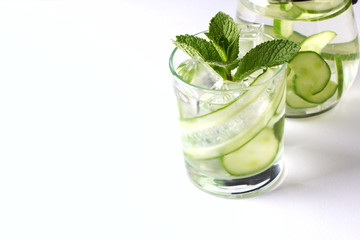 Infused cucumber water with mint. Detox water