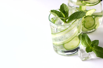 Infused cucumber water with mint. Detox water