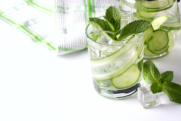 Infused cucumber water with mint. Detox water
