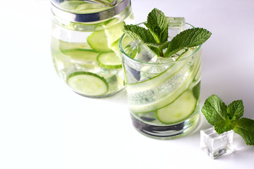 Infused cucumber water with mint. Detox water