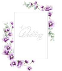 Fototapeta na wymiar Lavender summer frame Vector watercolor card backgrounds