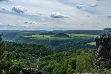 Fototapeta na wymiar panoramic view on kaiserkrone in saxon switzerland, germany