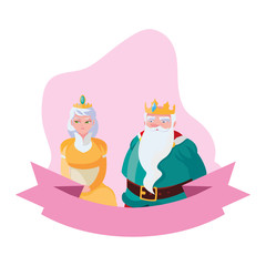 king and queen characters vector ilustration