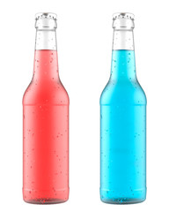 Red and blue drinks. Isolated 3D render on a white.