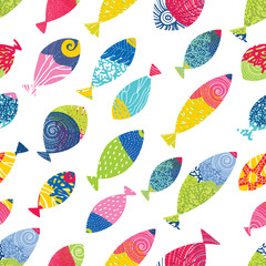 Trendy seamless pattern designs. Cute  fish. Vector seamless pattern. Can be used for wallpaper, textile, invitation card, wrapping, web page background.