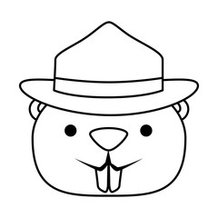 cute beaver with ranger hat mascot animal