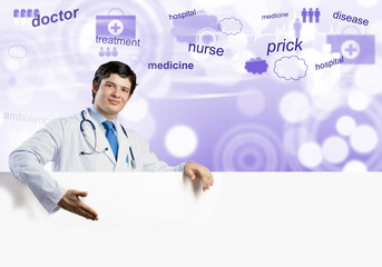 Fototapeta premium Doctor with banner