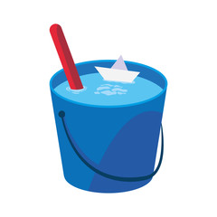water bucket with paper ship
