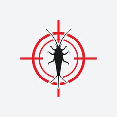 Silverfish icon red target. Insect pest control sign