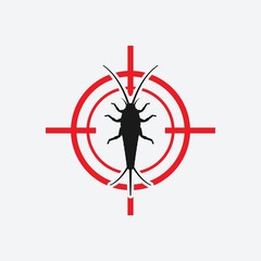 Silverfish icon red target. Insect pest control sign