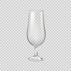 Empty glass  for alcoholic beverages, transparent glass. Vector