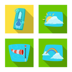 Isolated object of weather and climate symbol. Set of weather and cloud stock vector illustration.