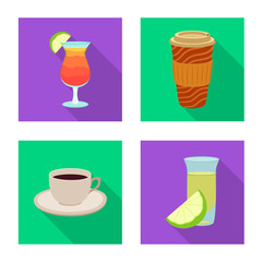 Vector illustration of drink and bar symbol. Set of drink and party vector icon for stock.