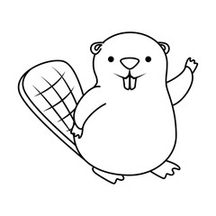 cute beaver mascot animal icon