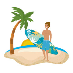 Boy with summer swimwear design