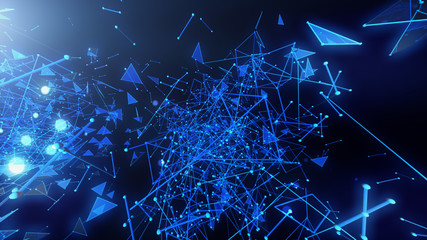 Abstract bright glitter blue background. Network connection structure. Big data digital background. 3d rendering..
