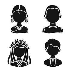 Vector design of person and culture icon. Set of person and race  stock symbol for web.