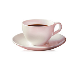 Black coffee in a cup on a white background