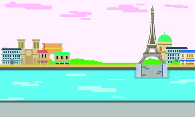 Paris France city background vector illustration