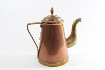 Vintage Antique Coffee or Tea Pot Kettle on White Background