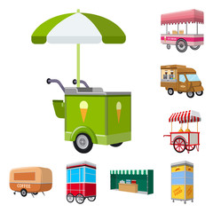 Vector illustration of booth and kiosk icon. Collection of booth and small stock symbol for web.