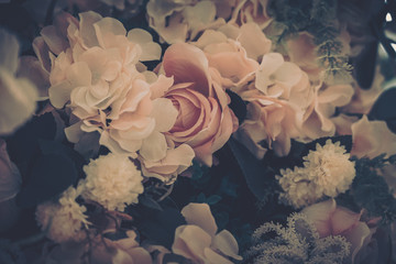 Beautiful Artificial Flowers Background, Vintage style;