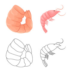 Vector design of appetizer and ocean logo. Collection of appetizer and delicacy stock vector illustration.