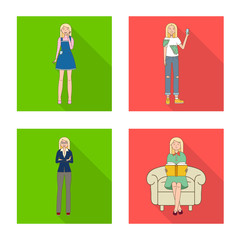 Vector design of woman and body sign. Collection of woman and style vector icon for stock.