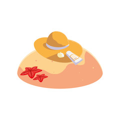 summer sand beach with straw hat scene