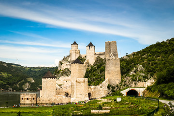 Fototapeta na wymiar Old medieval fortress Golubac, by the Danube river near the Golubac town.