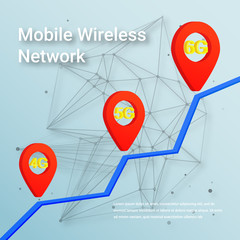 Mobile Wireless Network concept. Change from 4G to 6G. Vector illustration