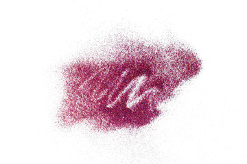 bright pink glitter isolated on white background