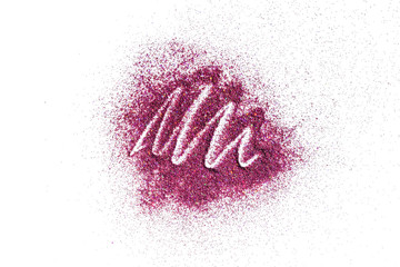 bright pink glitter isolated on white background