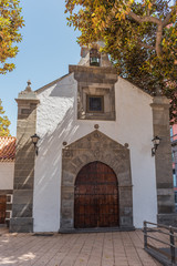Fototapeta premium View of the facade of the building Ermita de San Telmo, Las Palmas de Gran Canaria, Spain. Vertical.