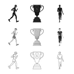 Vector design of sport  and winner logo. Collection of sport  and fitness  vector icon for stock.